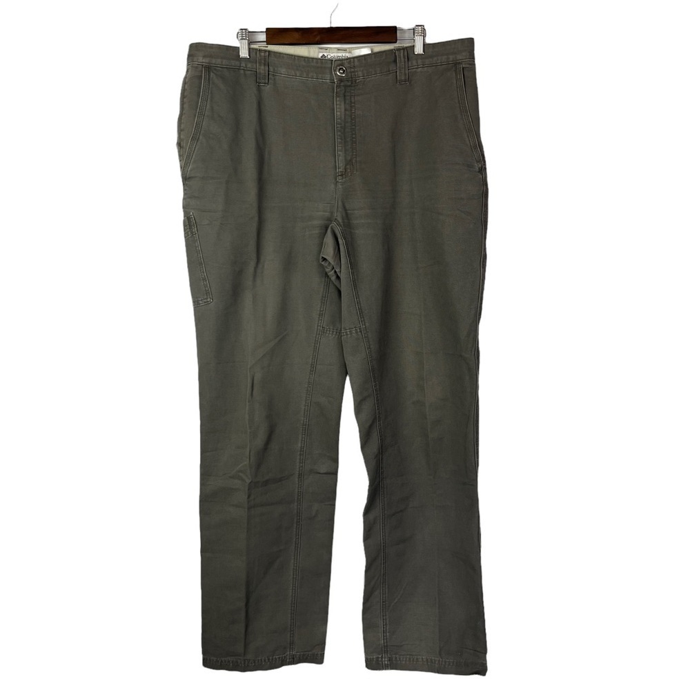 Columbia Dark Brown Flat Front Cotton Work Pants 38 X 34‎